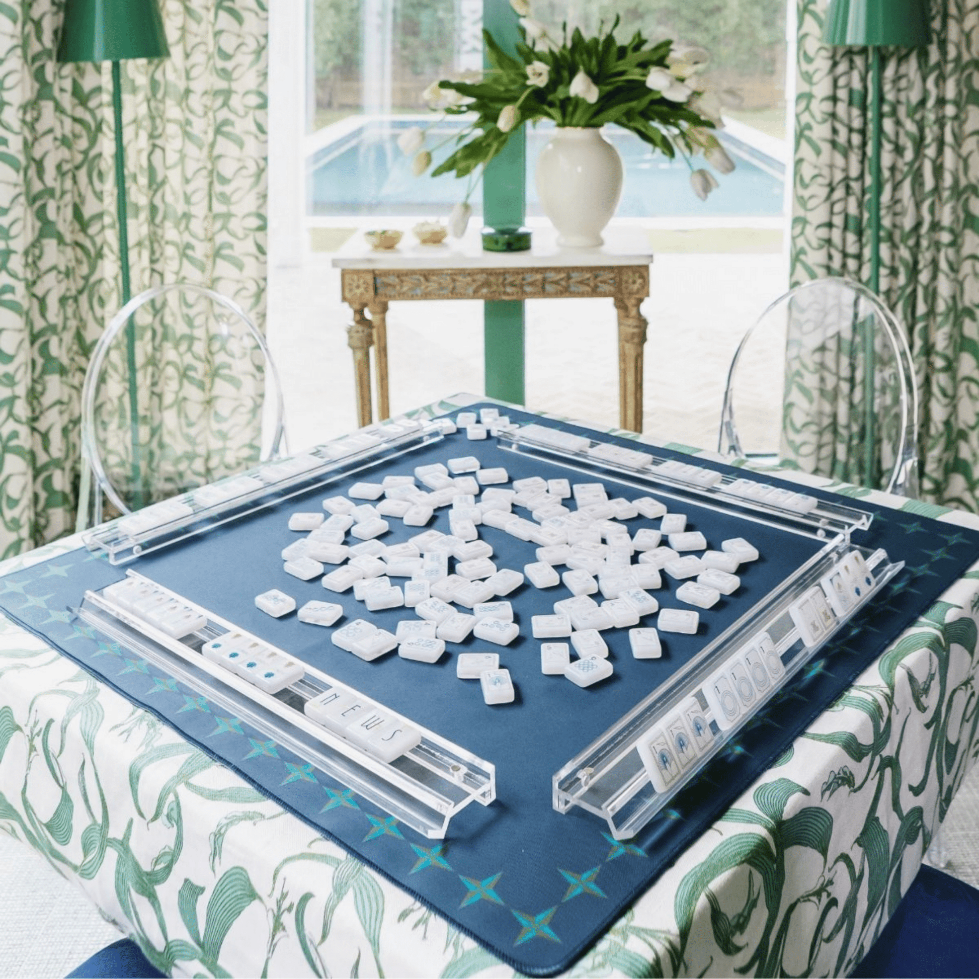 Deco Deep & Gold Double - Sided Mahjong Mat - Hosted by Kelly Gaudreau