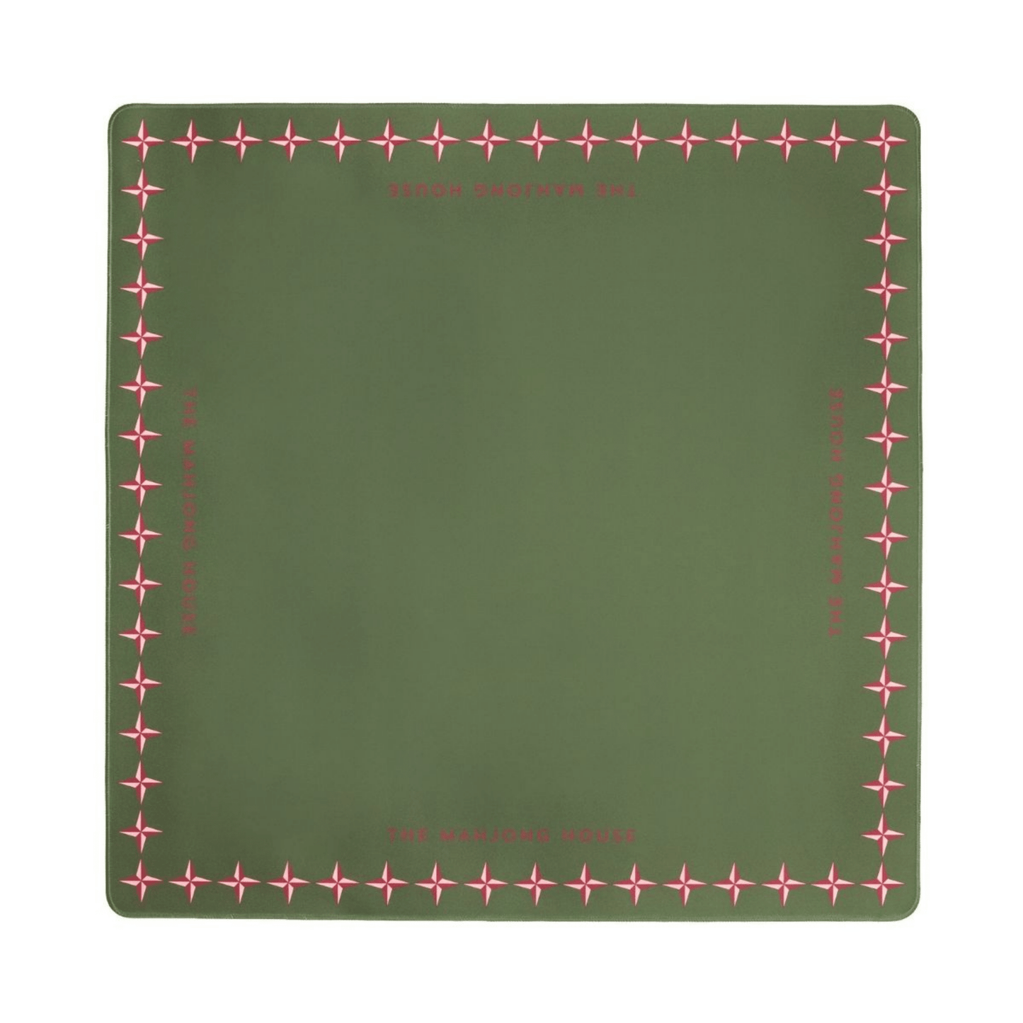 Deco Olive & Red Double - Sided Mahjong Mat - Hosted by Kelly Gaudreau