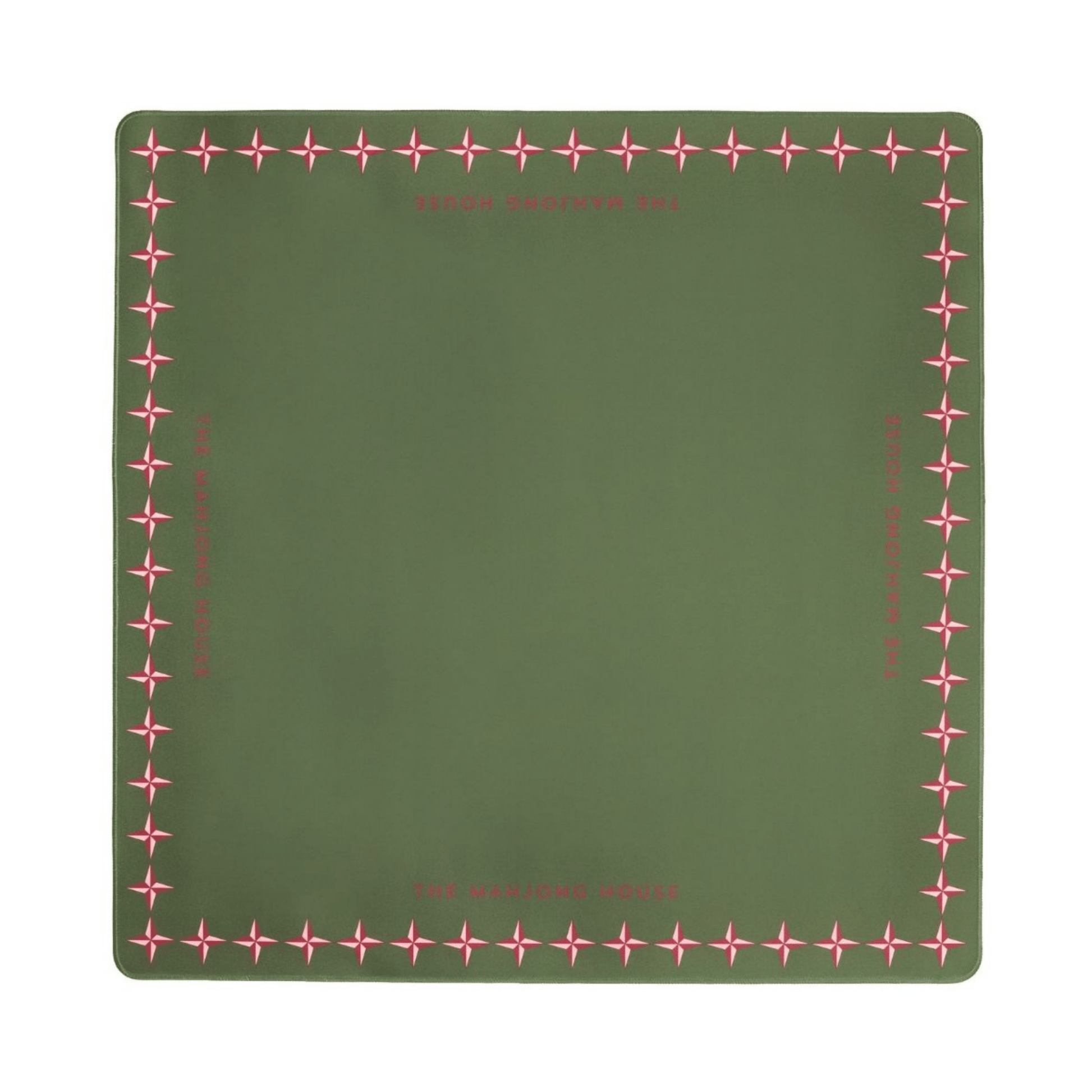 Deco Olive & Red Double - Sided Mahjong Mat - Hosted by Kelly Gaudreau