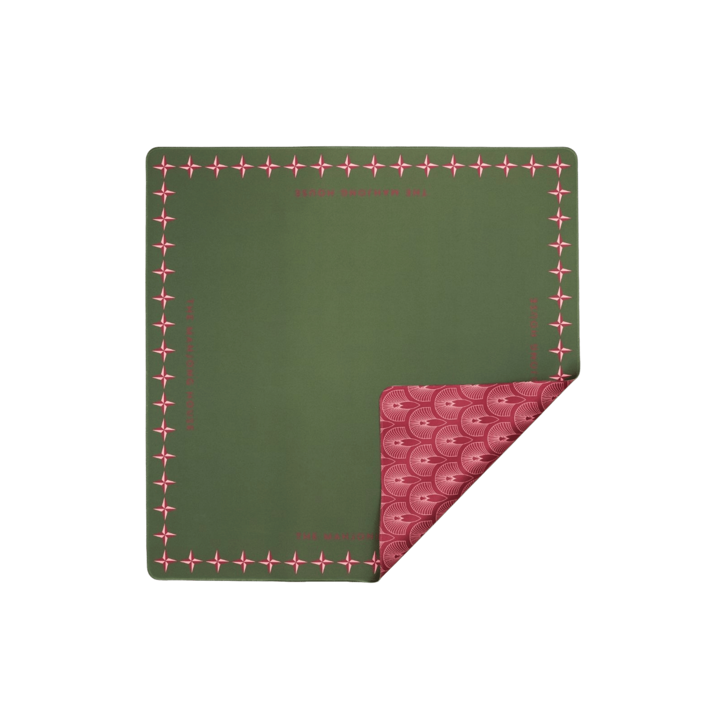 Deco Olive & Red Double - Sided Mahjong Mat - Hosted by Kelly Gaudreau