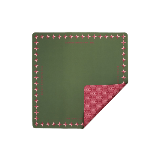 Deco Olive & Red Double - Sided Mahjong Mat - Hosted by Kelly Gaudreau