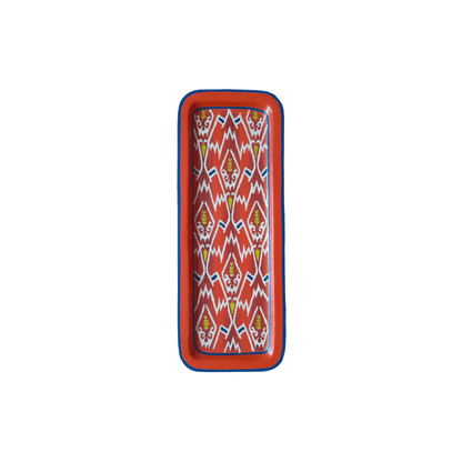 Decorative Hand Painted Iron Tray (Red) Small Ikat Tray - Hosted by Kelly Gaudreau