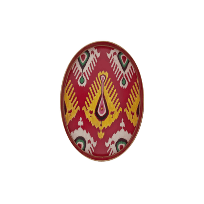 Decorative Hand Painted Iron Tray (Red / White Ikat) 19 X 15 Oval - Hosted by Kelly Gaudreau