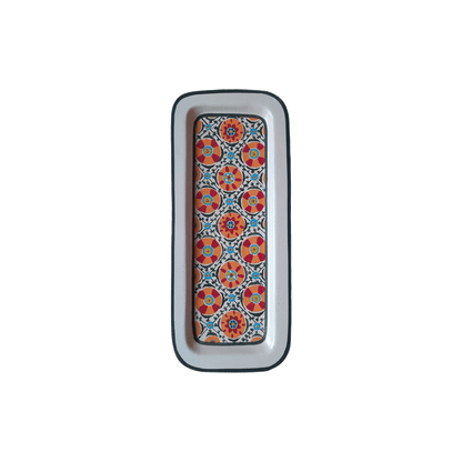 Decorative Hand Painted Iron Tray (White and Black) Small Ikat Tray - Hosted by Kelly Gaudreau