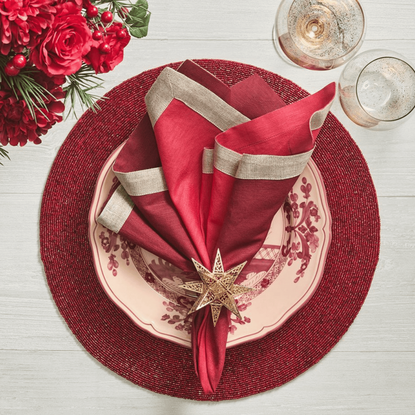 Dip Dye Napkins in Warm Tones Red and Burgundy - Set of 4 - Hosted by Kelly Gaudreau