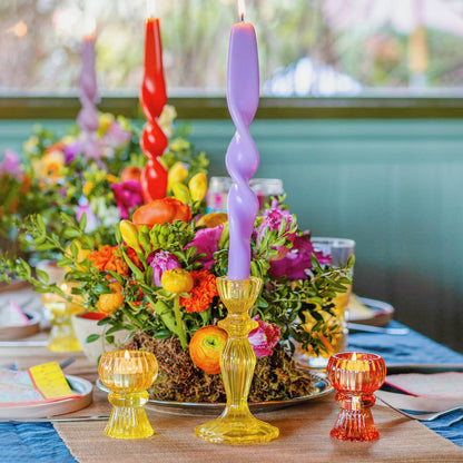 Small Orange Glass Candle Holder