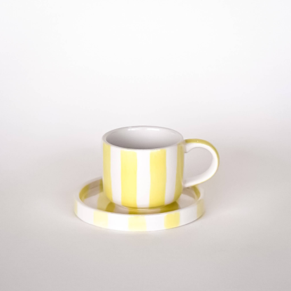 Espresso Stripes Cup and Saucer - Set of 2 - Hosted by Kelly Gaudreau