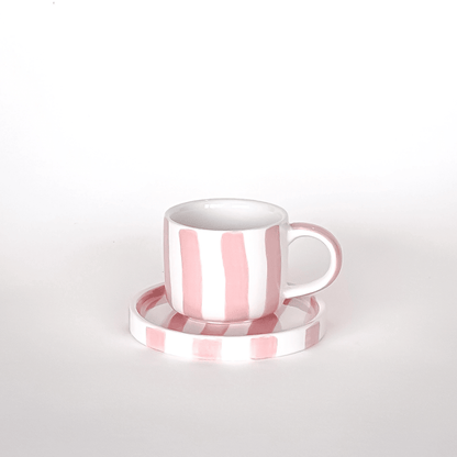 Espresso Stripes Cup and Saucer - Set of 2 - Hosted by Kelly Gaudreau