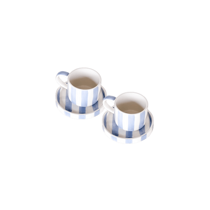 Espresso Stripes Cup and Saucer - Set of 2 - Hosted by Kelly Gaudreau