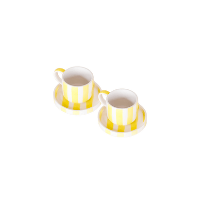 Espresso Stripes Cup and Saucer - Set of 2 - Hosted by Kelly Gaudreau