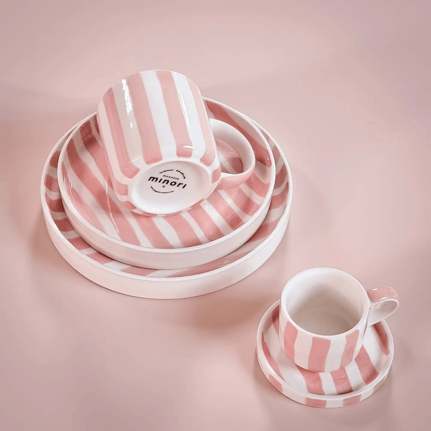 Espresso Stripes Cup and Saucer - Set of 2 - Hosted by Kelly Gaudreau