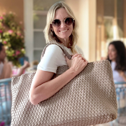 Woven Mahjong Carryall Bag with Tile Pouch
