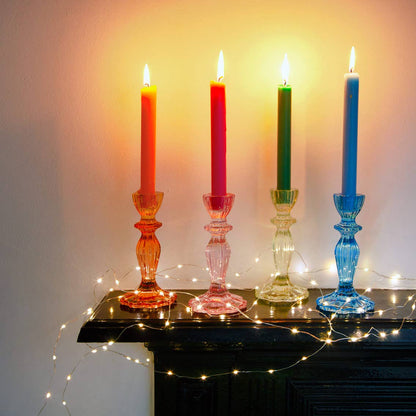 Blue Glass Candlestick Holder