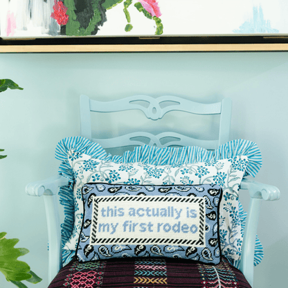 First Rodeo Needlepoint Pillow - Hosted by Kelly Gaudreau