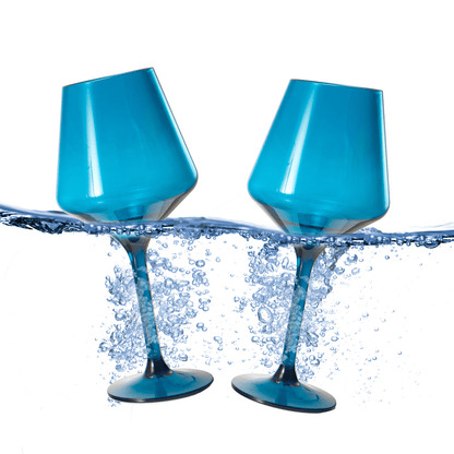 Floating Acrylic Wine Glass in Blue Set of 2 - Hosted by Kelly Gaudreau