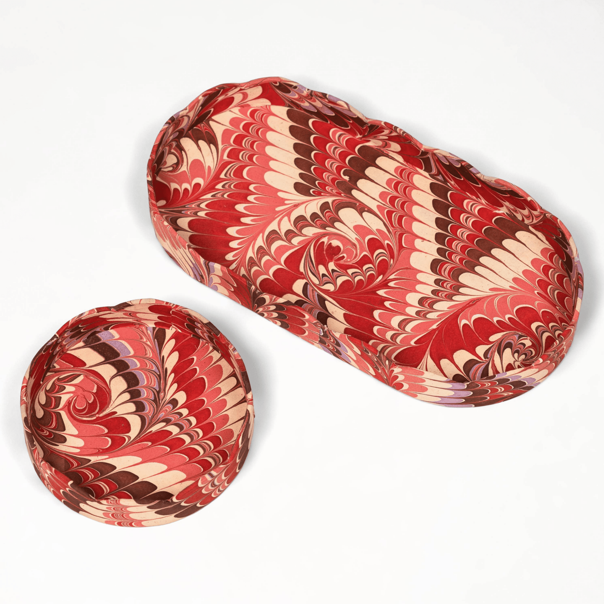 Florentine Pink Scalloped Hand - Marbled Oval Nesting Desk Tray Set - Hosted by Kelly Gaudreau