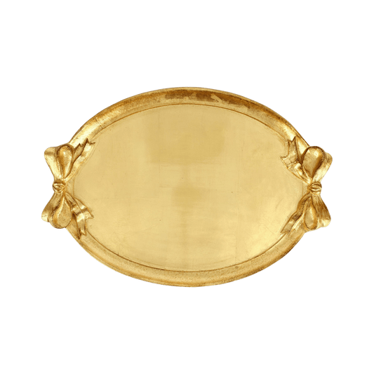 Florentine Wooden Accessories Gold Bow Handled Oval Tray - Hosted by Kelly Gaudreau