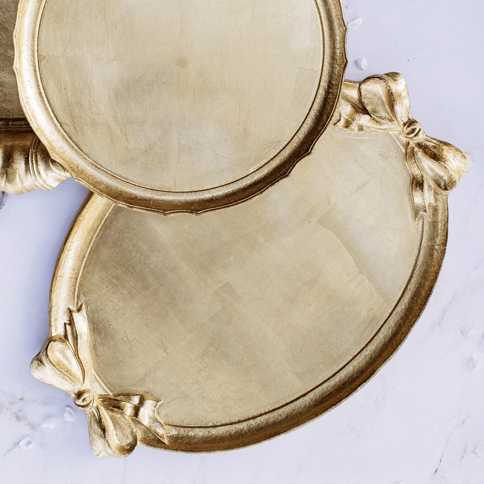 Florentine Wooden Accessories Gold Bow Handled Oval Tray - Hosted by Kelly Gaudreau