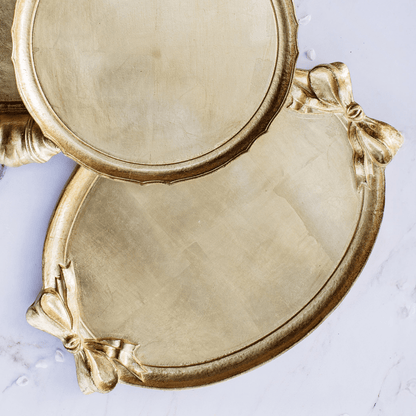 Florentine Wooden Accessories Gold Bow Handled Oval Tray - Hosted by Kelly Gaudreau