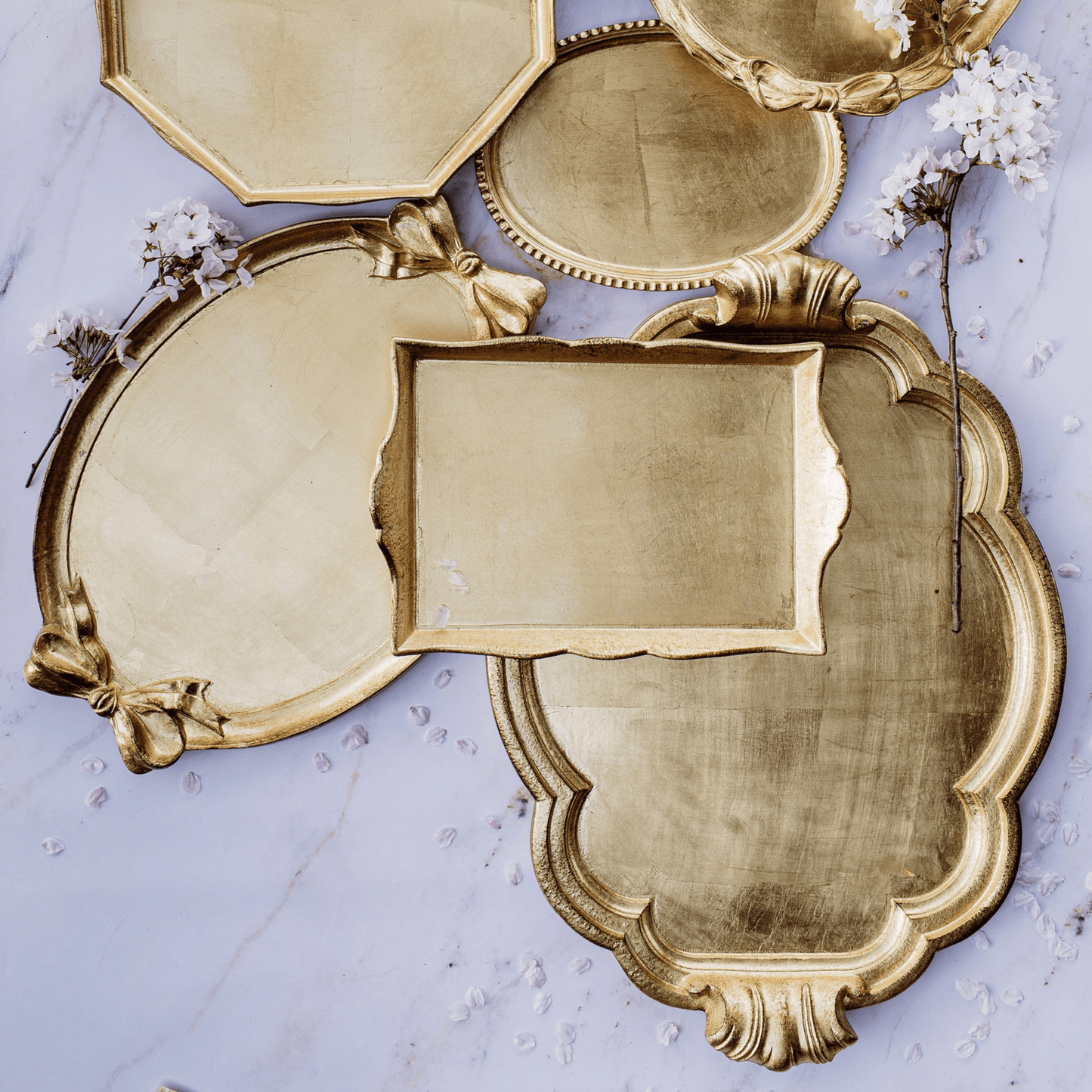 Florentine Wooden Accessories Gold Bow Handled Oval Tray - Hosted by Kelly Gaudreau