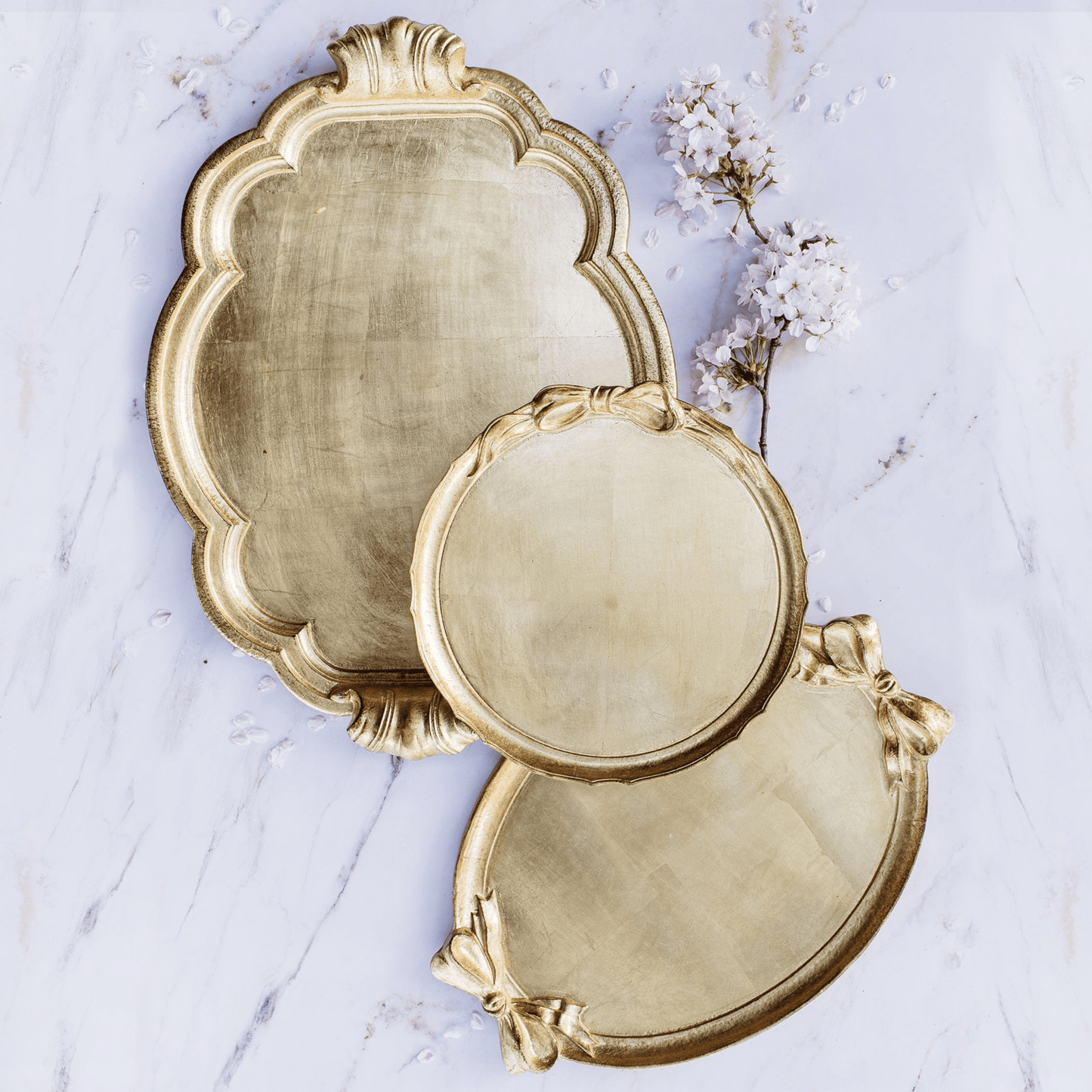 Florentine Wooden Accessories Gold Bow Handled Oval Tray - Hosted by Kelly Gaudreau