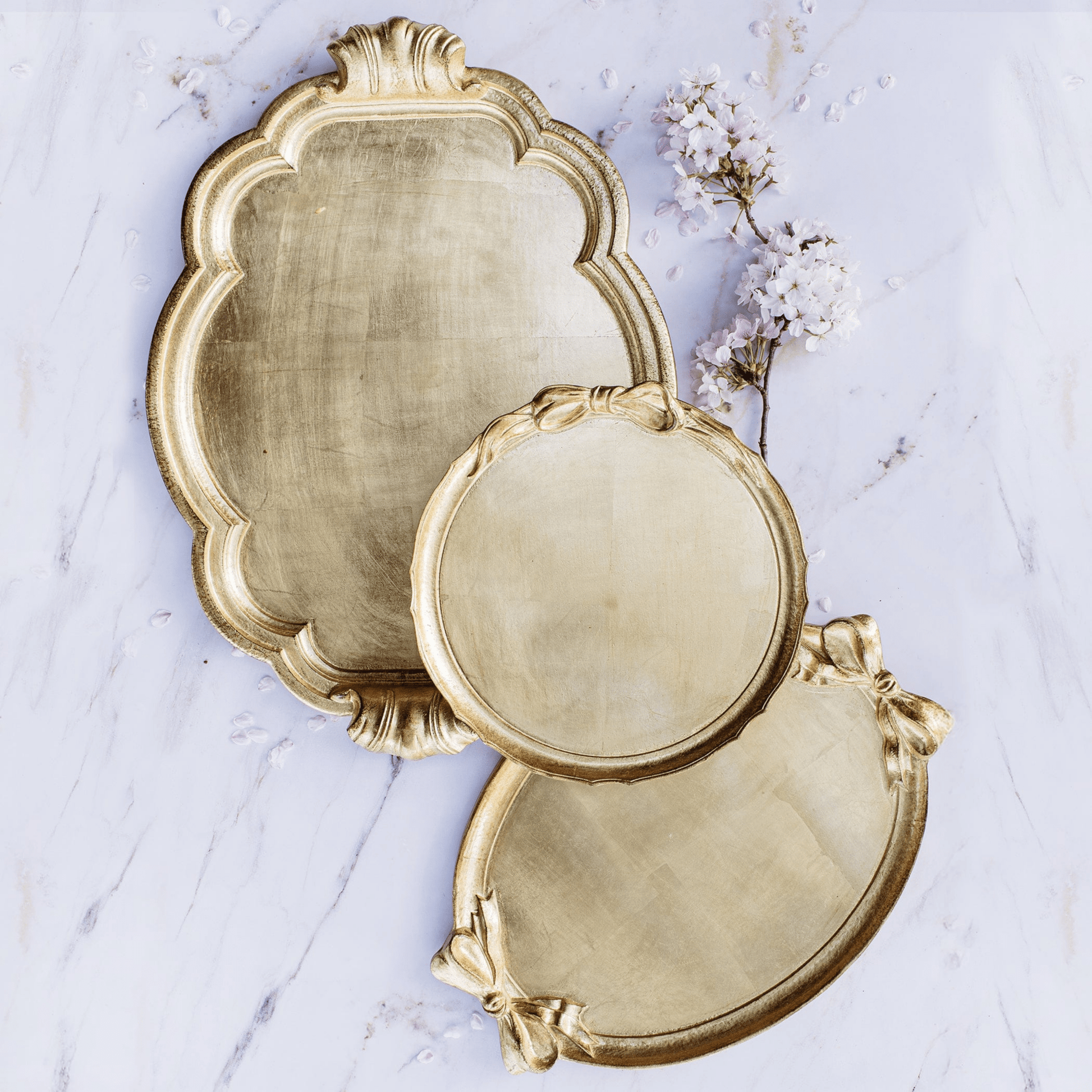 Florentine Wooden Accessories Gold Bow Handled Oval Tray - Hosted by Kelly Gaudreau