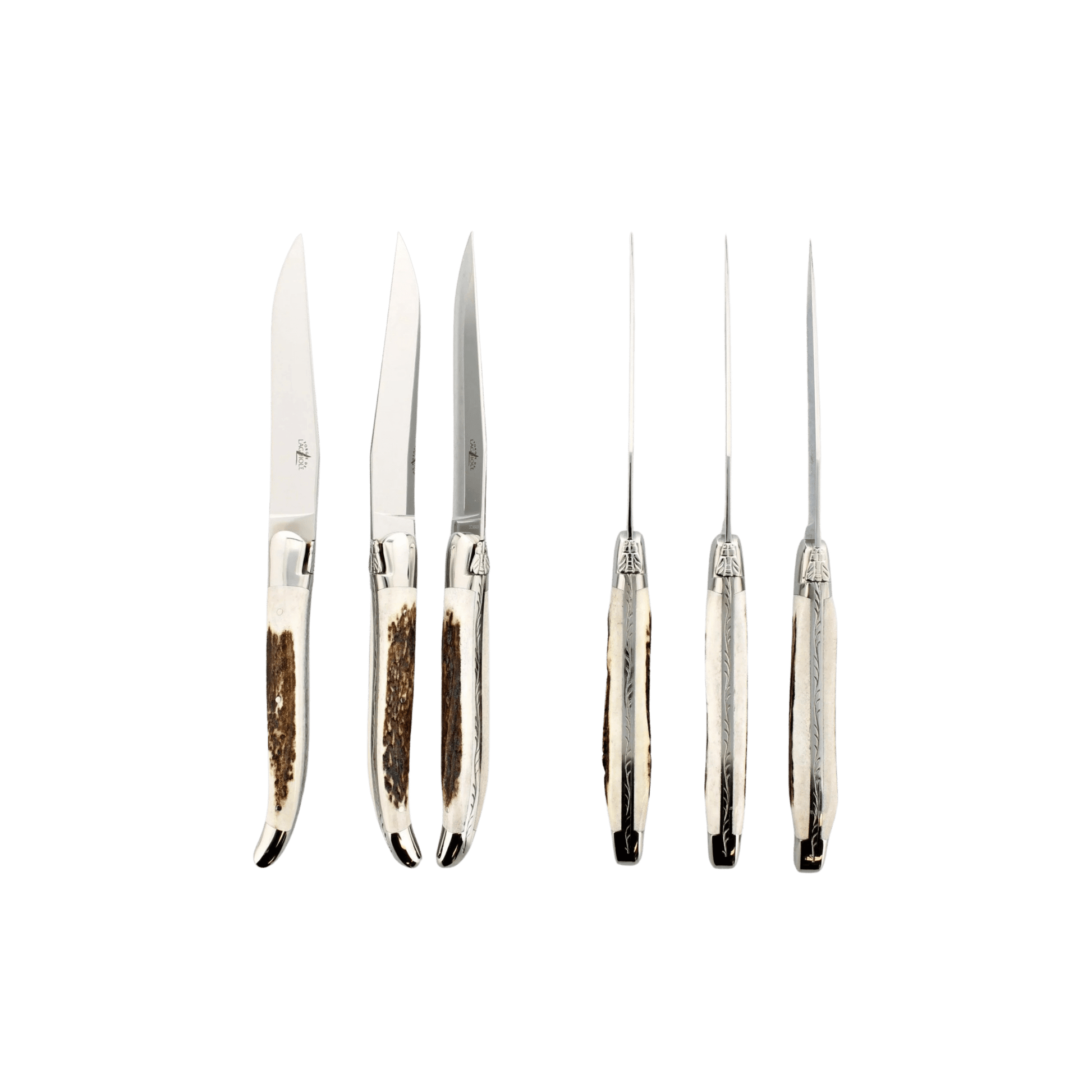 Forge de Laguiole Elk Stag Handle Steak Knives - Set of 6 - Hosted by Kelly Gaudreau