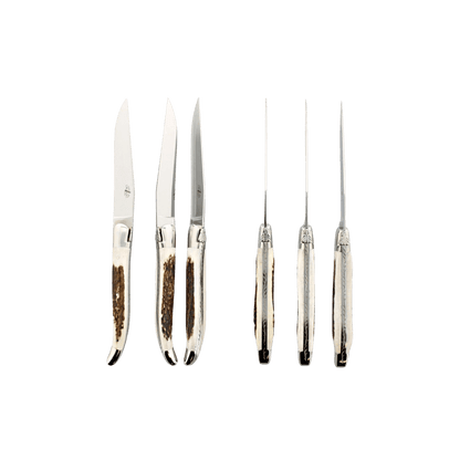 Forge de Laguiole Elk Stag Handle Steak Knives - Set of 6 - Hosted by Kelly Gaudreau