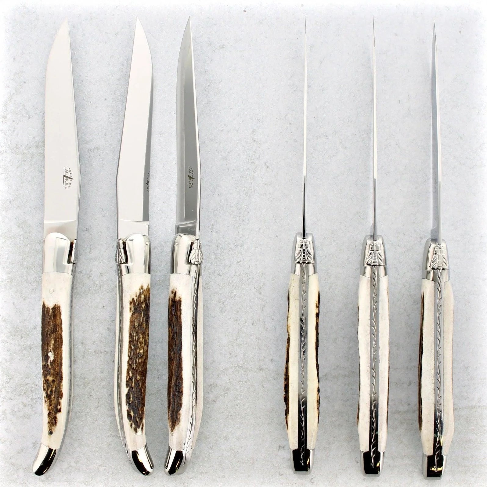 Forge de Laguiole Elk Stag Handle Steak Knives - Set of 6 - Hosted by Kelly Gaudreau