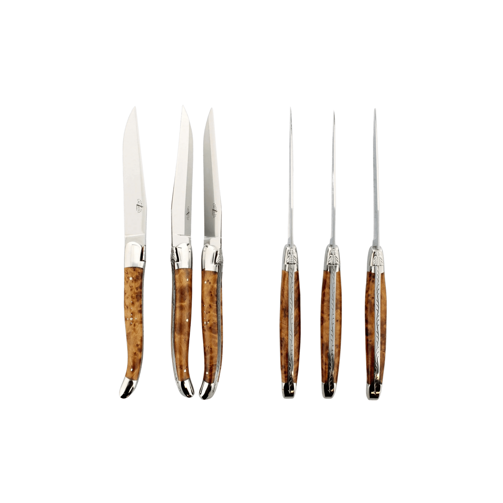 Forge de Laguiole Thuya Burl Steak Knives Set of 6 - Shiny - Hosted by Kelly Gaudreau