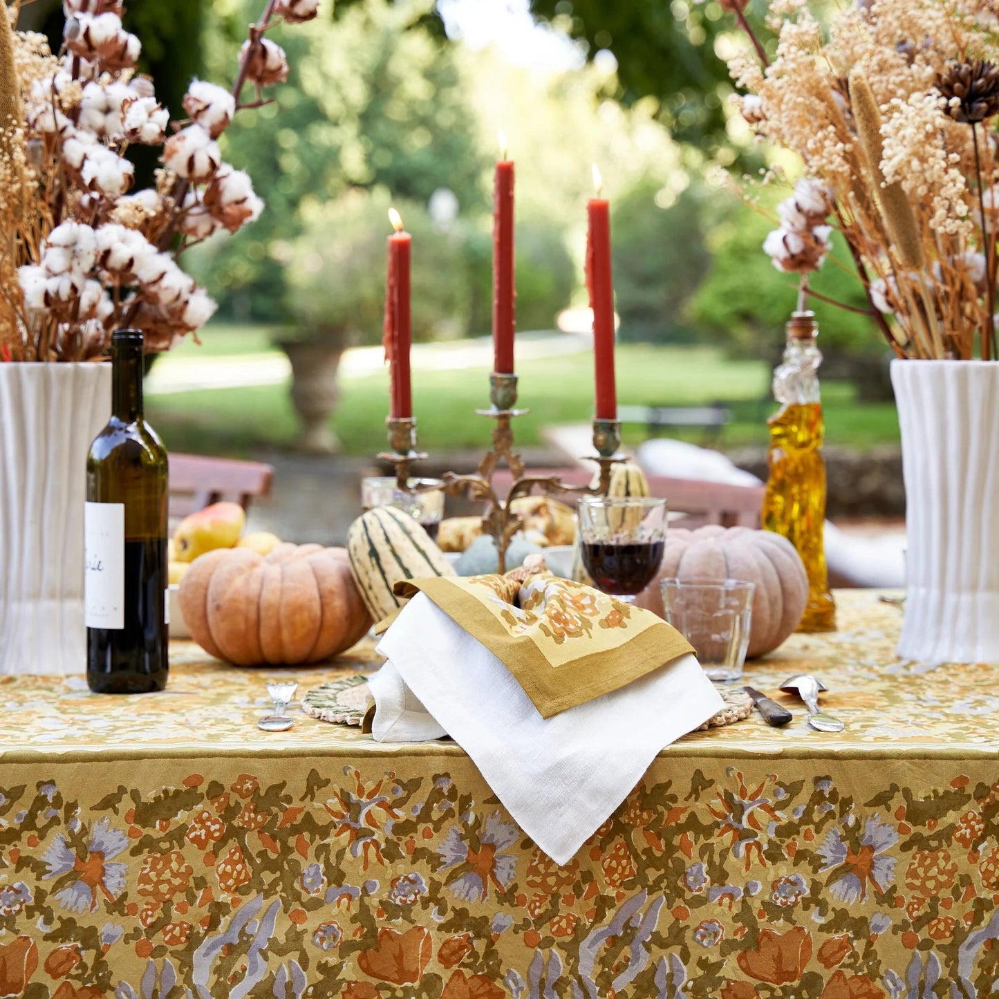 French Tablecloth Jardin Mustard & Grey - Hosted by Kelly Gaudreau