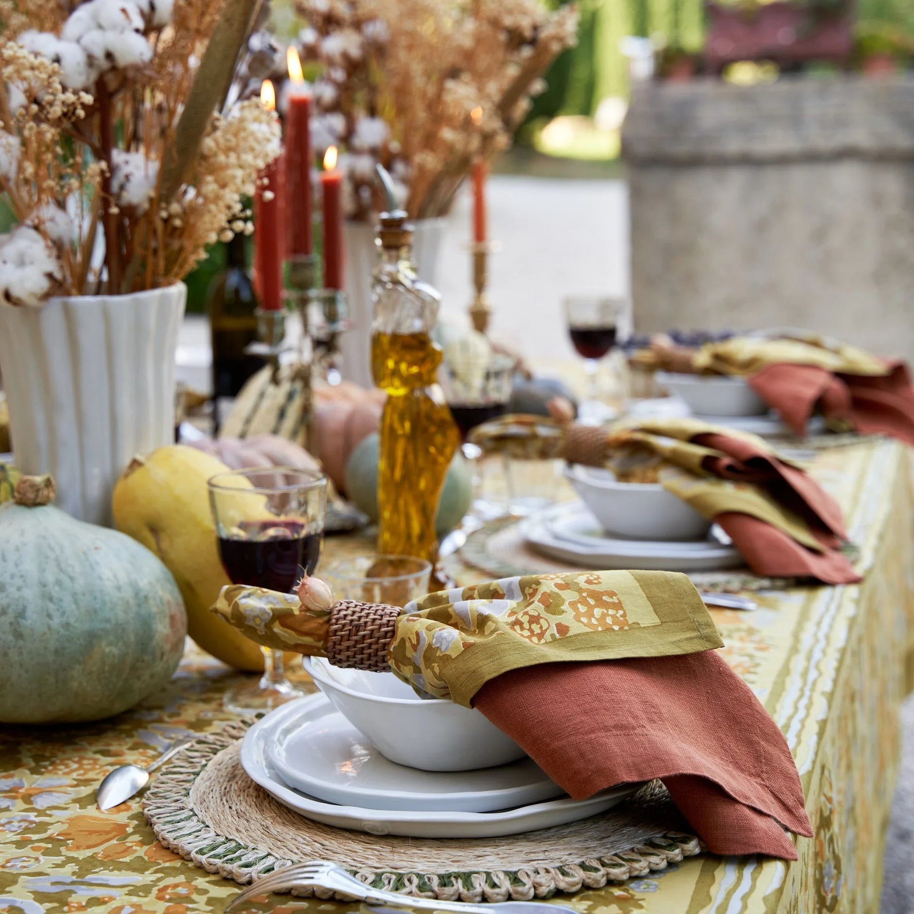 French Tablecloth Jardin Mustard & Grey - Hosted by Kelly Gaudreau