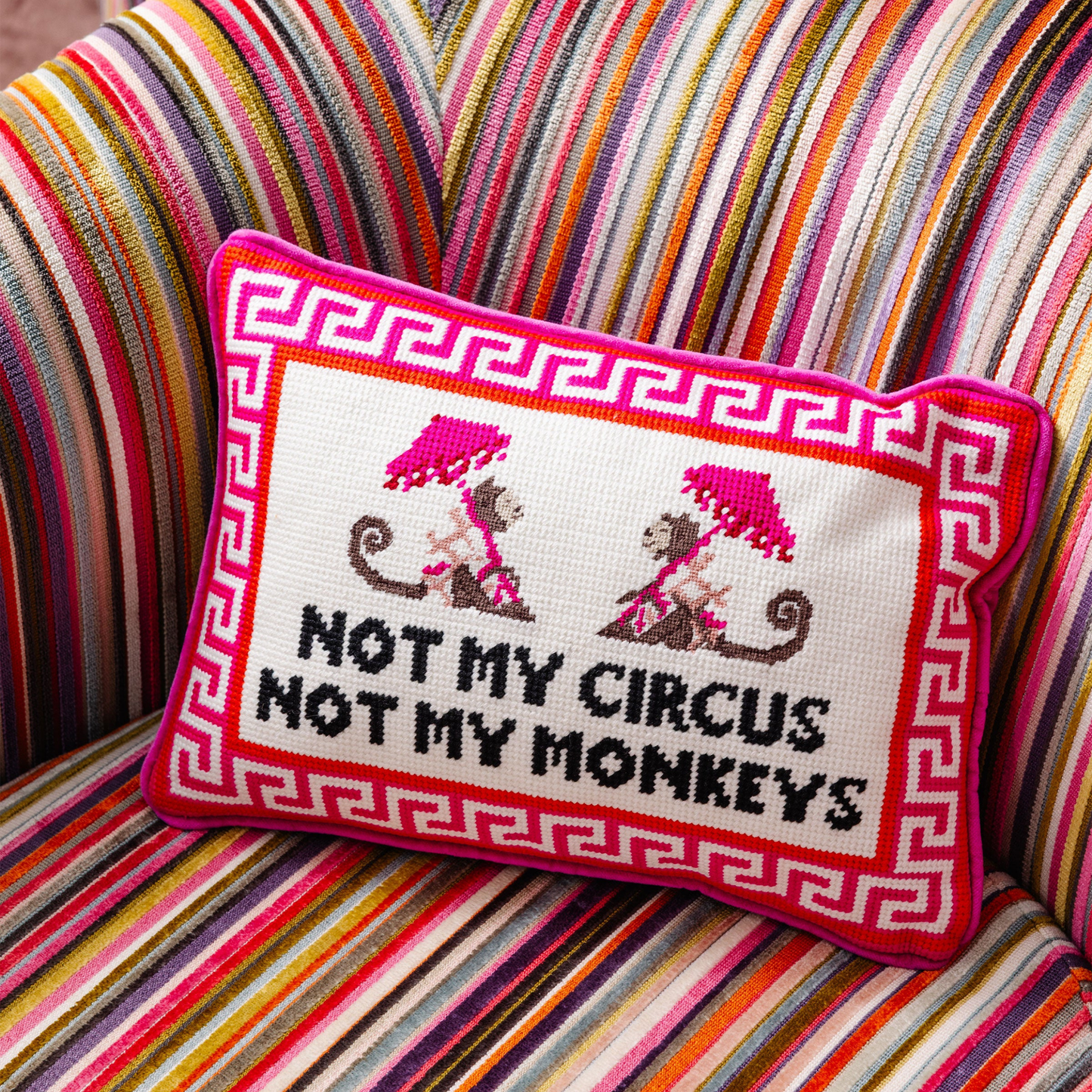 Not My Circus Needlepoint Pillow