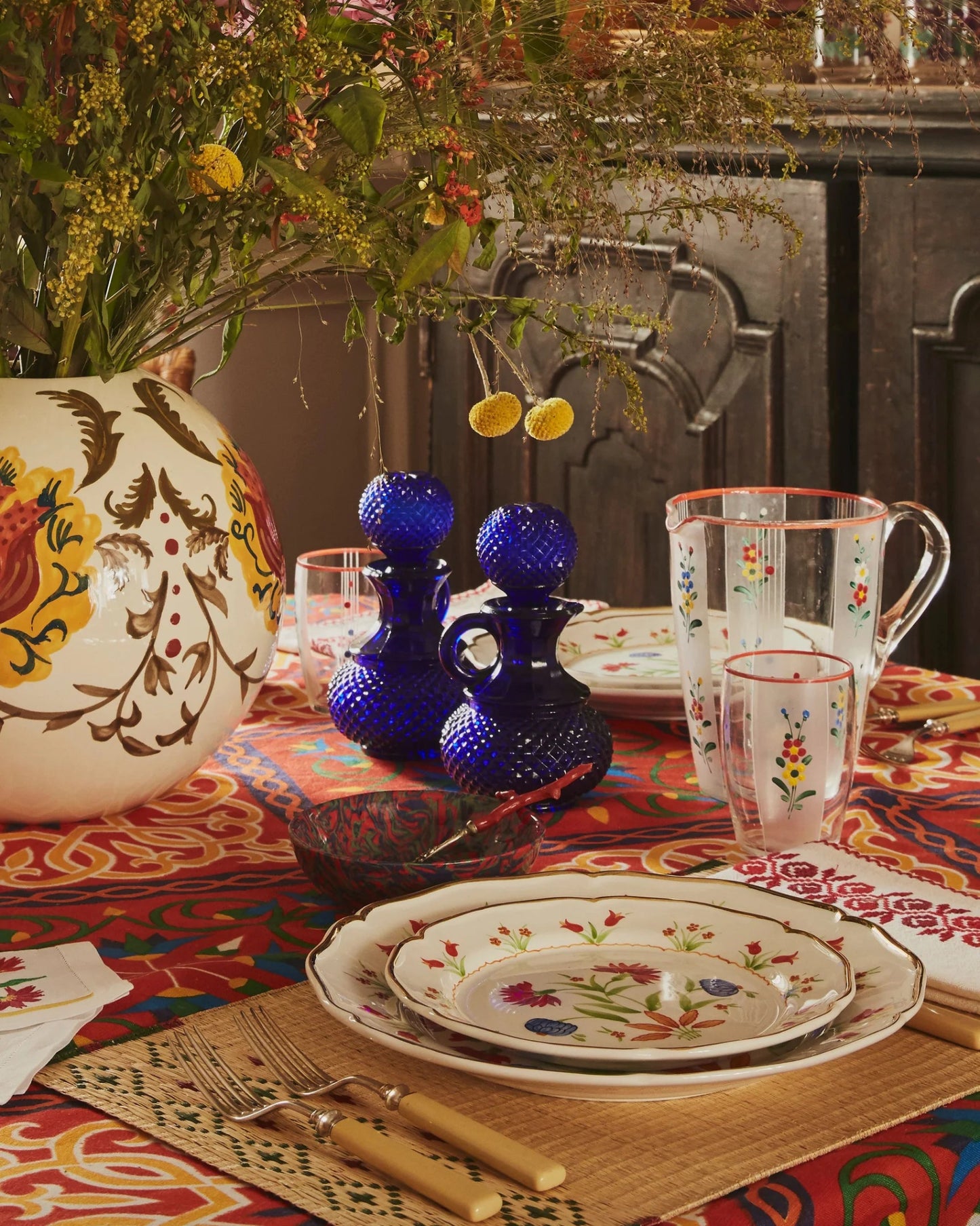 Galeano Oil and Vinegar Bottle in Blue - Hosted by Kelly Gaudreau