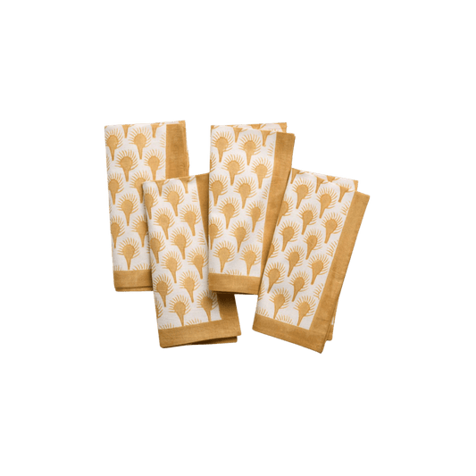 Geo Feather Ochre Napkin Set of 4 - Hosted by Kelly Gaudreau