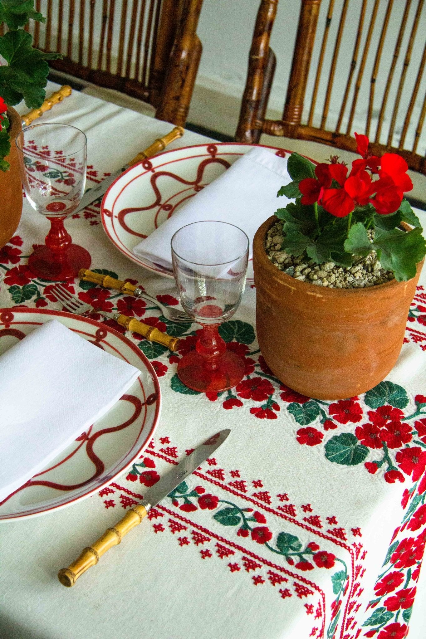 Geranio Embroidered Rectangular Tablecloth - Hosted by Kelly Gaudreau