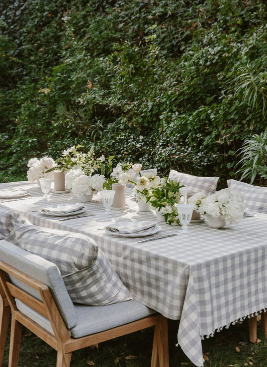 Gingham Tablecloth in Dove - Hosted by Kelly Gaudreau