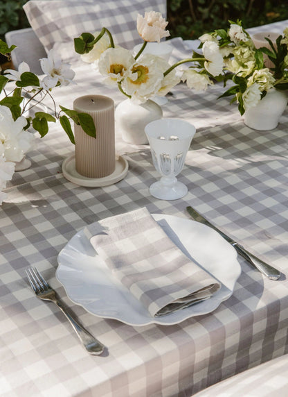 Gingham Tablecloth in Dove - Hosted by Kelly Gaudreau