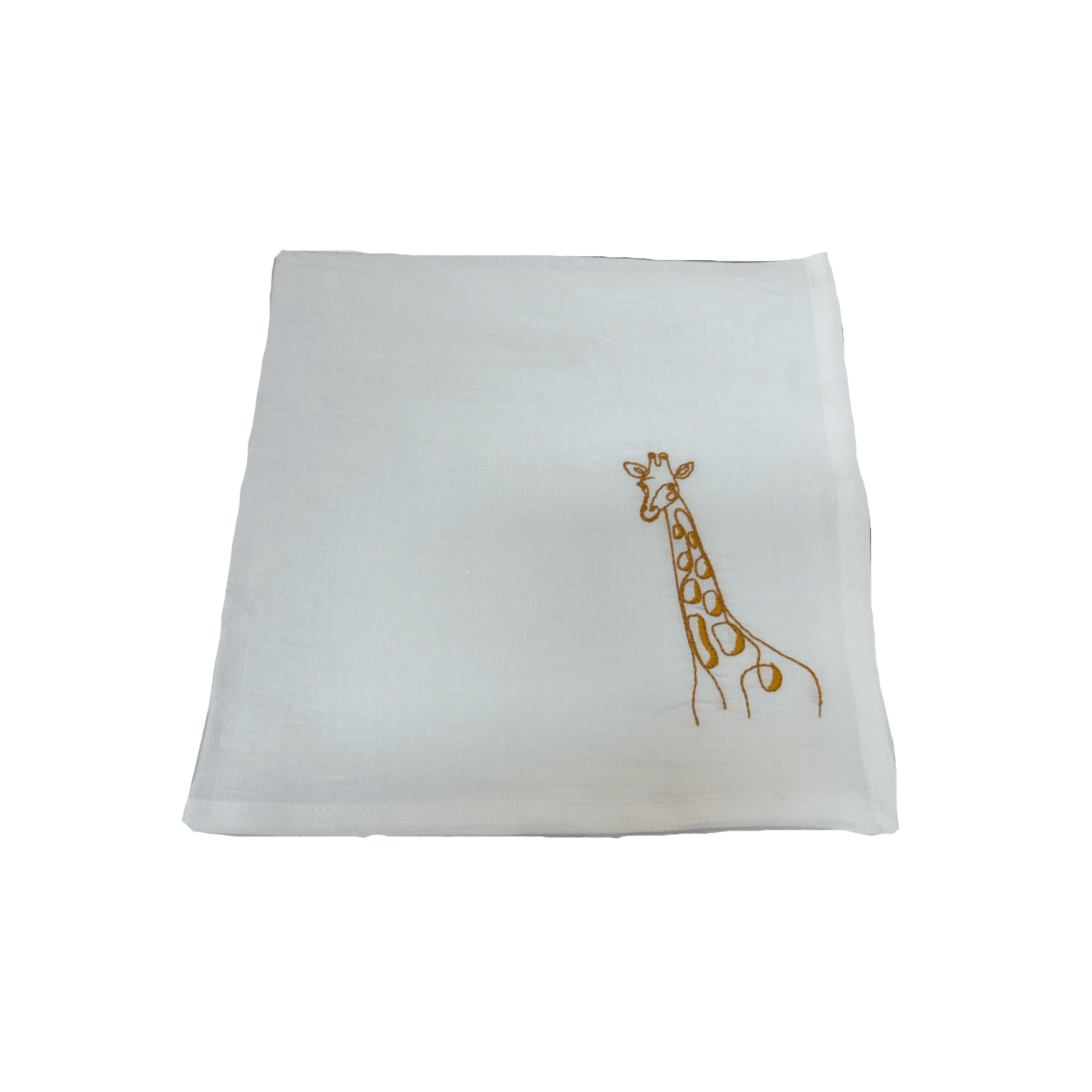 Giraffe Embroidered Venere Linen Napkin - White - Hosted by Kelly Gaudreau