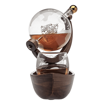 Globe Decanter Boat Set with 2 World Whisky Glasses - Hosted by Kelly Gaudreau