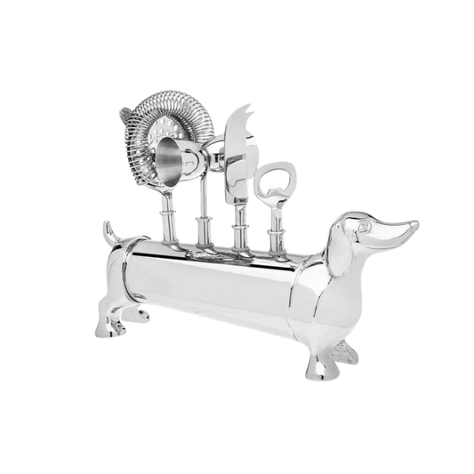Dachshund 5pc Bar Tools Set - Nickel