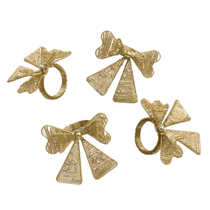 Gold Bow Beaded Napkin Ring Set of 4 - Hosted by Kelly Gaudreau
