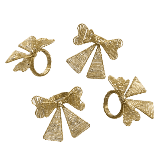 Gold Bow Beaded Napkin Ring Set of 4 - Hosted by Kelly Gaudreau