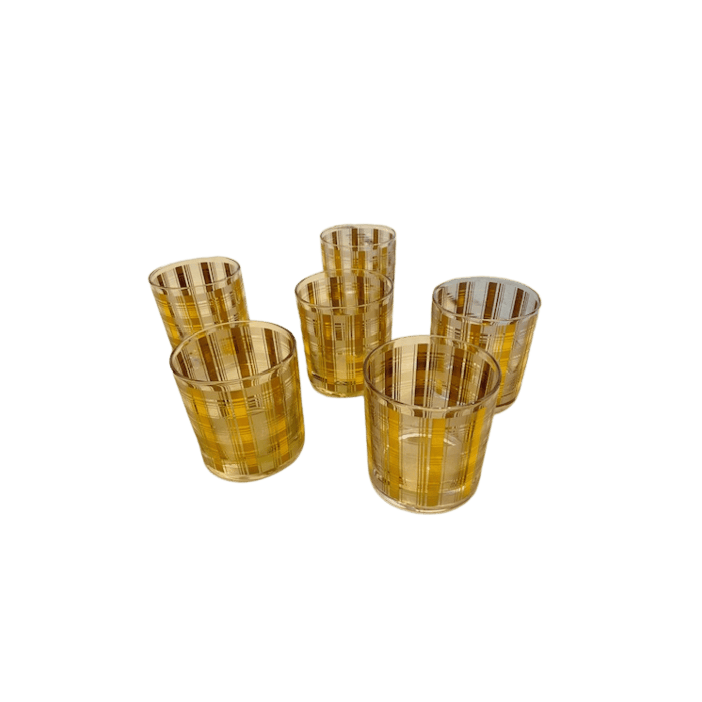 Gold Stripe Double Old Fashioned Glasses – Set of 6 (Circa 1960s) - Hosted by Kelly Gaudreau