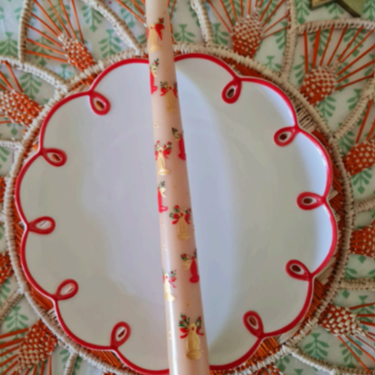 Hand Painted Holiday Candle - Set of 2
