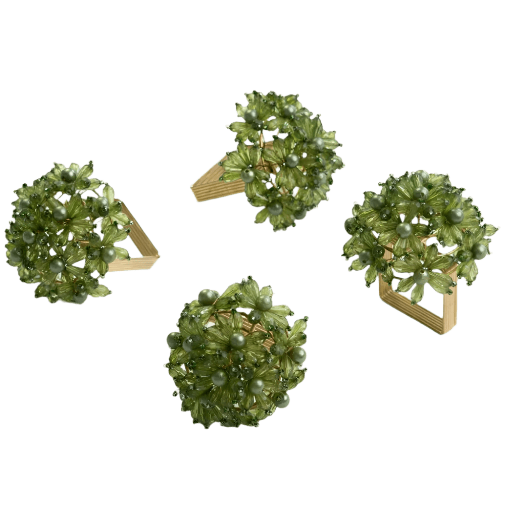 Green Bouquet Beaded Napkin Ring Set of 4 - Hosted by Kelly Gaudreau