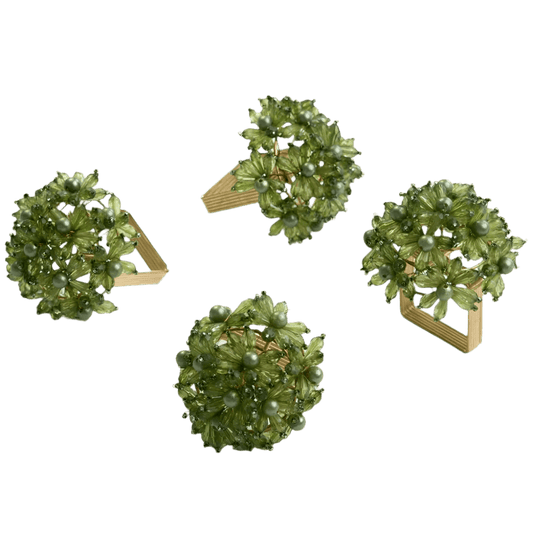 Green Bouquet Beaded Napkin Ring Set of 4 - Hosted by Kelly Gaudreau