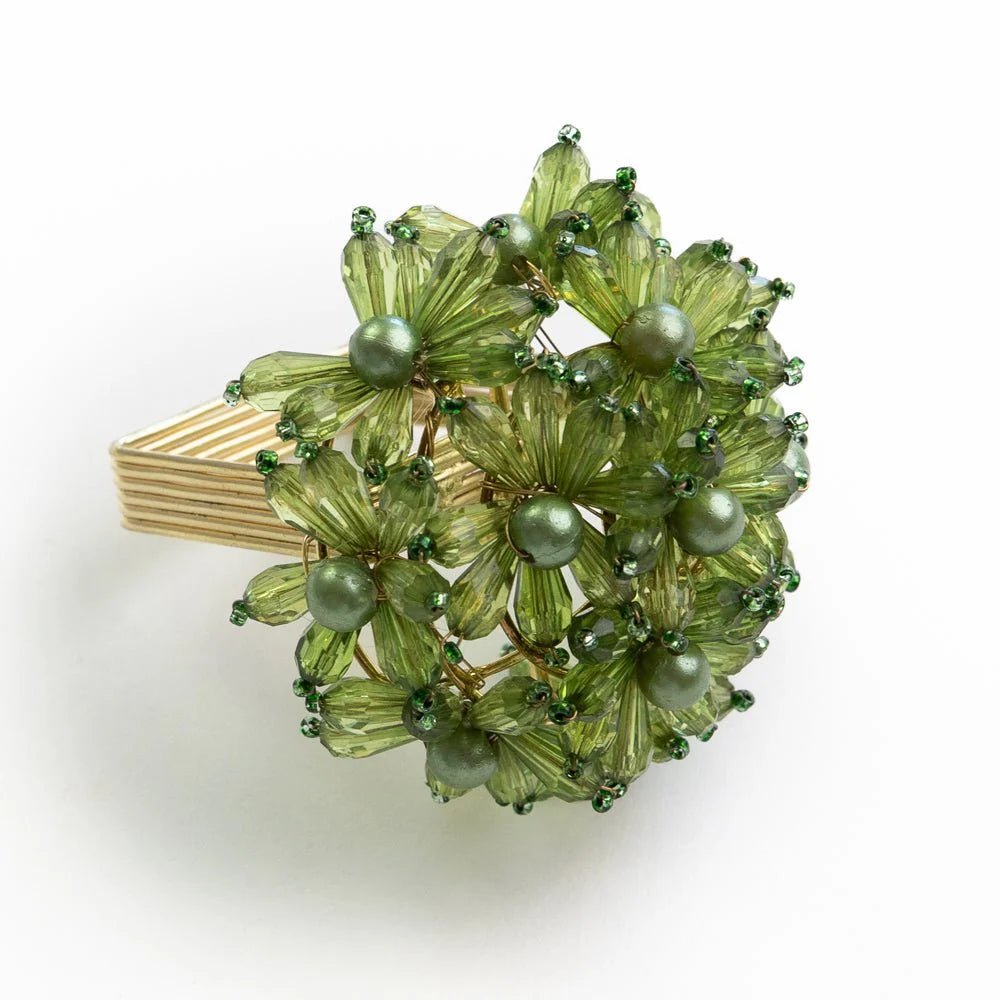 Green Bouquet Beaded Napkin Ring Set of 4 - Hosted by Kelly Gaudreau