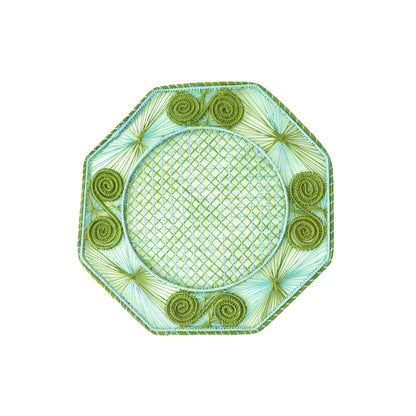Octagonal Caracoli Placemats-Colored: Olive/Soft Blue