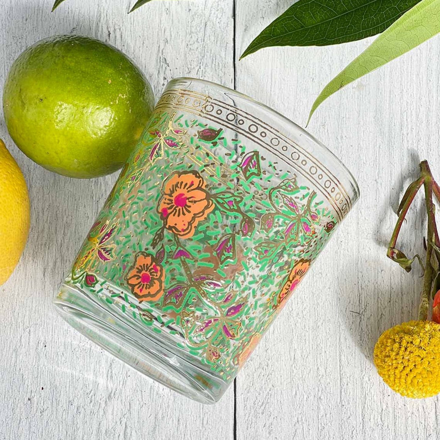Hand Painted Garden Tumbler Glasses - Set of 6 - Hosted by Kelly Gaudreau